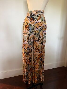 Billabong Tropical Leaf Wide-Leg Pants - Black, Yellow, Pink